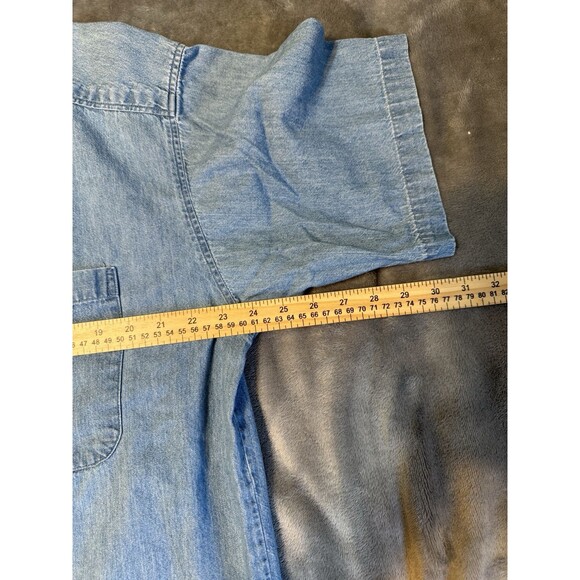 JOHNNY COTTON Mens Large Made in the USA Short Sleeve Button Down Blue Shirt - Picture 3 of 8